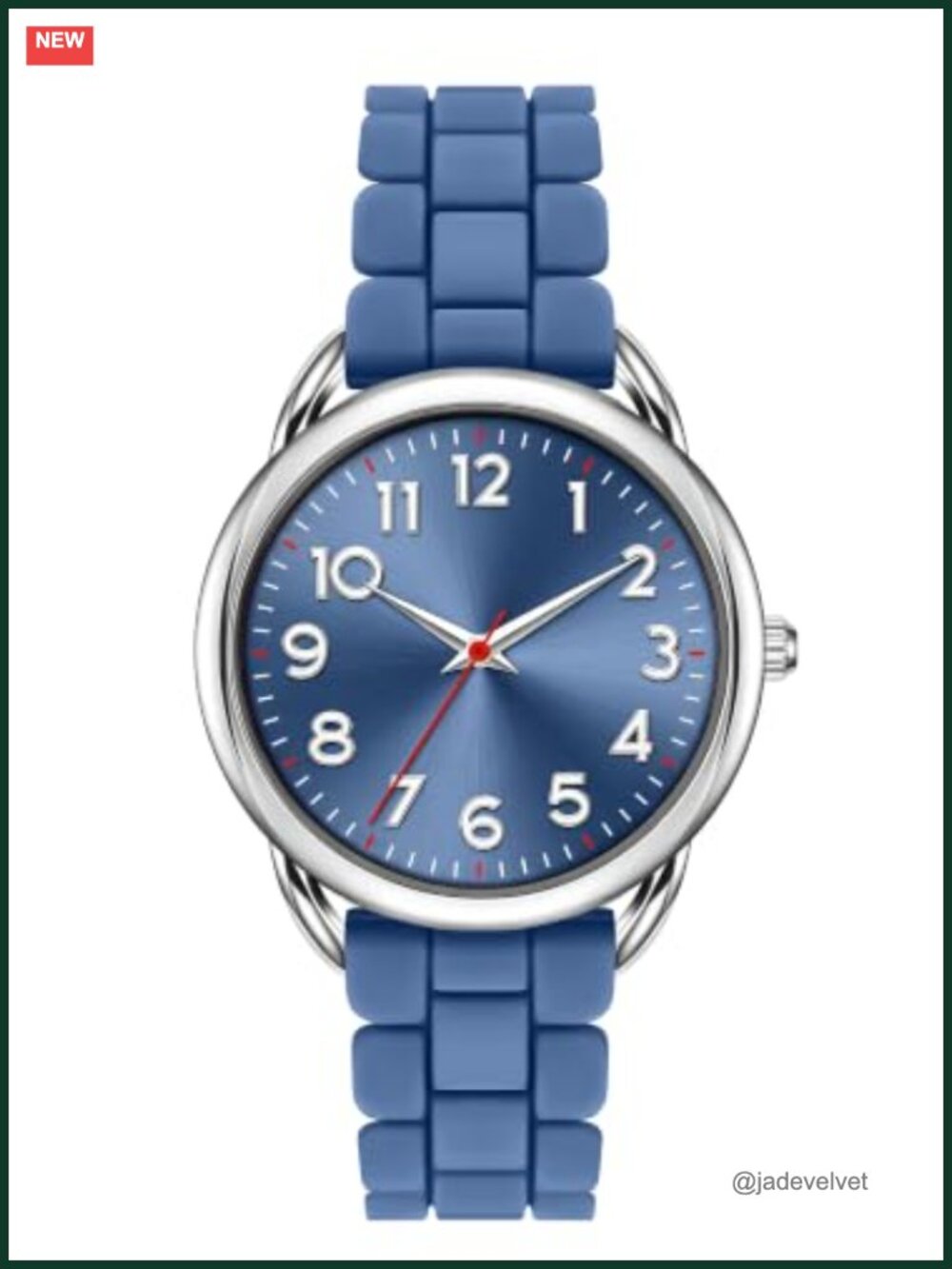 Analog Watch for Women Large Numerals Face Silicone Strap Water Resistant
